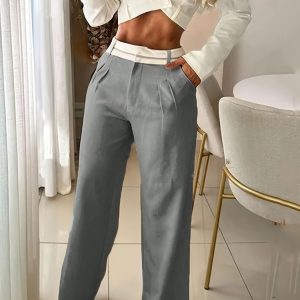 女士純色優雅時尚休閒褲