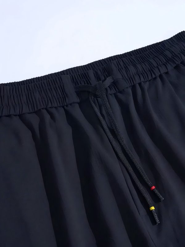 女士輕量快乾高腰口袋褲 聚酯纖維與氨綸混紡，可調節抽繩設計，四季休閒長褲（純色款，常規版型），時尚工裝風格，耐用面料