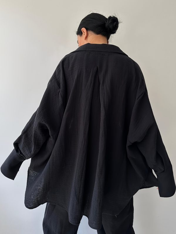 女士簡約小眾翻!領長袖襯衫高腰褲時尚套裝兩件套