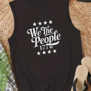 we the people 1776 女士愛國背心 無袖休閒背心，星條紋設計，深灰色聚酯混紡面料，非常適合獨立日或休閒裝、日常背心|幾何圖案背心 |針織質感，美國國旗衣服