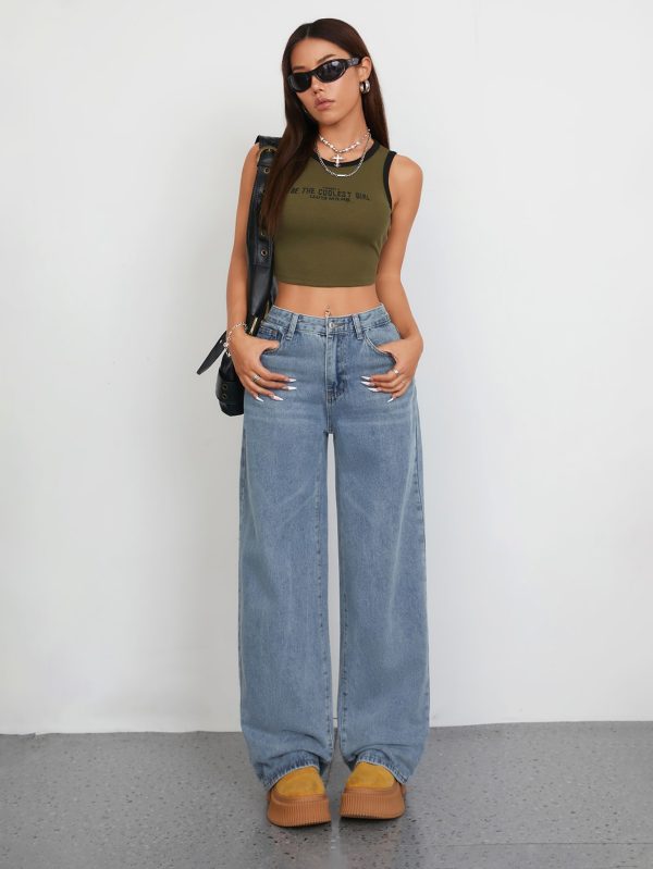 high waist wide leg jeans