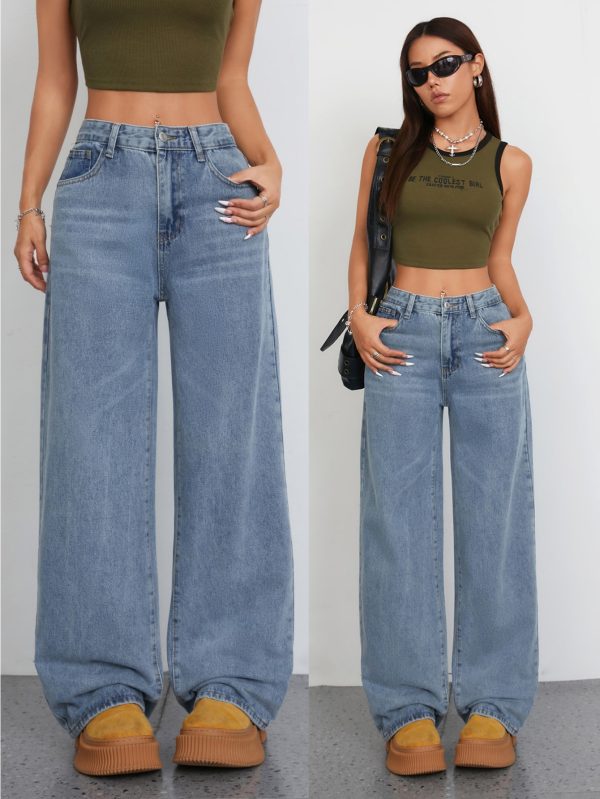 high waist wide leg jeans