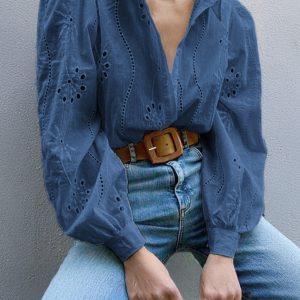 大尺碼 過大春秋休閒寬鬆時尚開衩毛衣上衣，女士款，空心泡泡袖 236