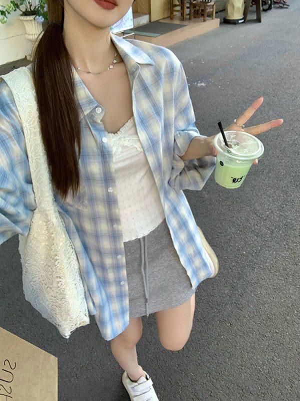 日韓風格春夏衬衫休閒款式大尺寸衬衫