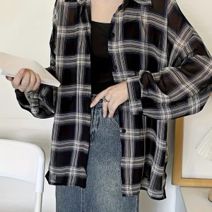 大碼女士休閒格子兩色夏季時尚沙灘連體裙套裝，適合戶外及度假穿著