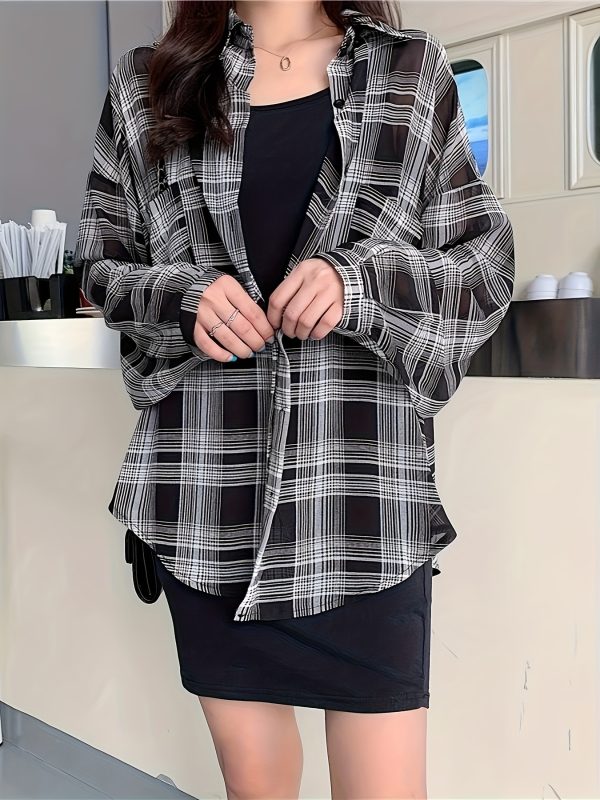 大碼女士休閒格子兩色夏季時尚沙灘連體裙套裝，適合戶外及度假穿著