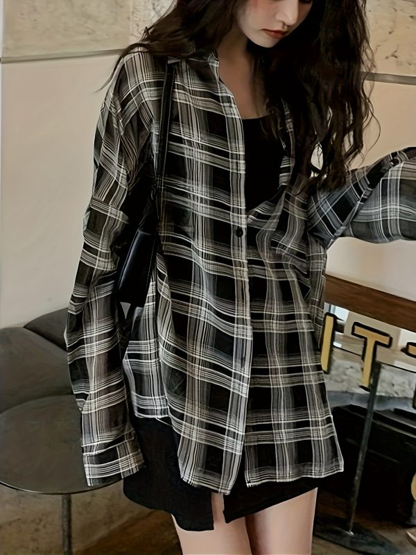 大碼女士休閒格子兩色夏季時尚沙灘連體裙套裝，適合戶外及度假穿著