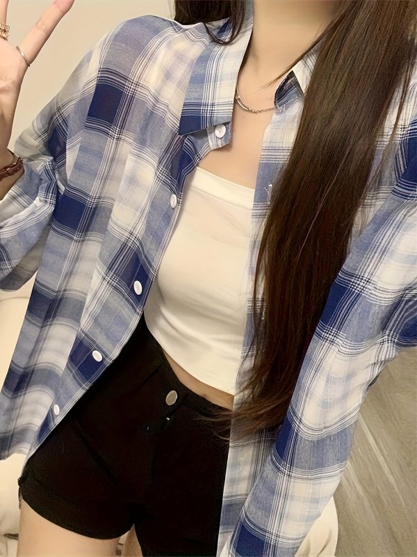 大碼女士休閒格子兩色夏季時尚沙灘連體裙套裝，適合戶外及度假穿著