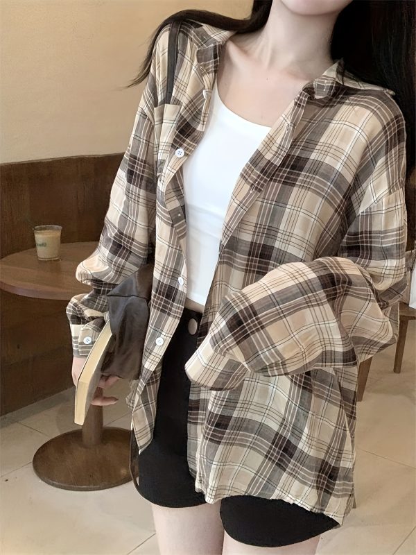 大碼女士休閒格子兩色夏季時尚沙灘連體裙套裝，適合戶外及度假穿著